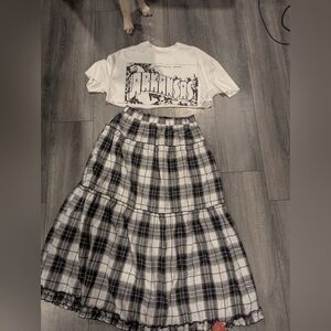 Plaid Black and White Women's Skirt